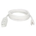 Qvs QVS PC3PX-10WH 3-Outlet 3-Prong 10 ft. Power Extension Cord; White PC3PX-10WH